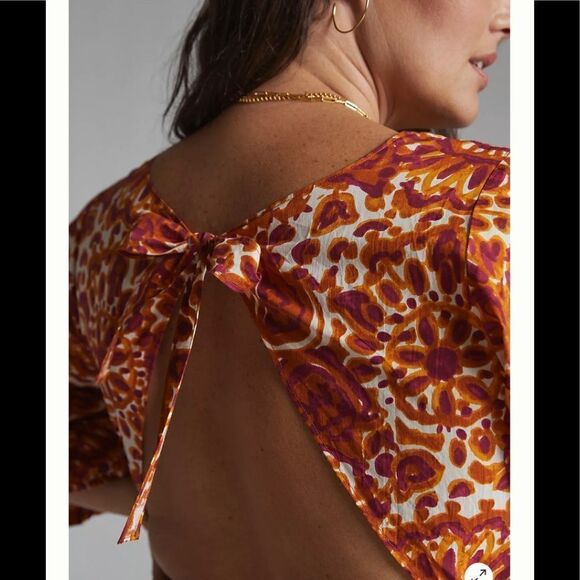 Anthropologie Floral Tie-Back Blouse - Picture 4 of 5